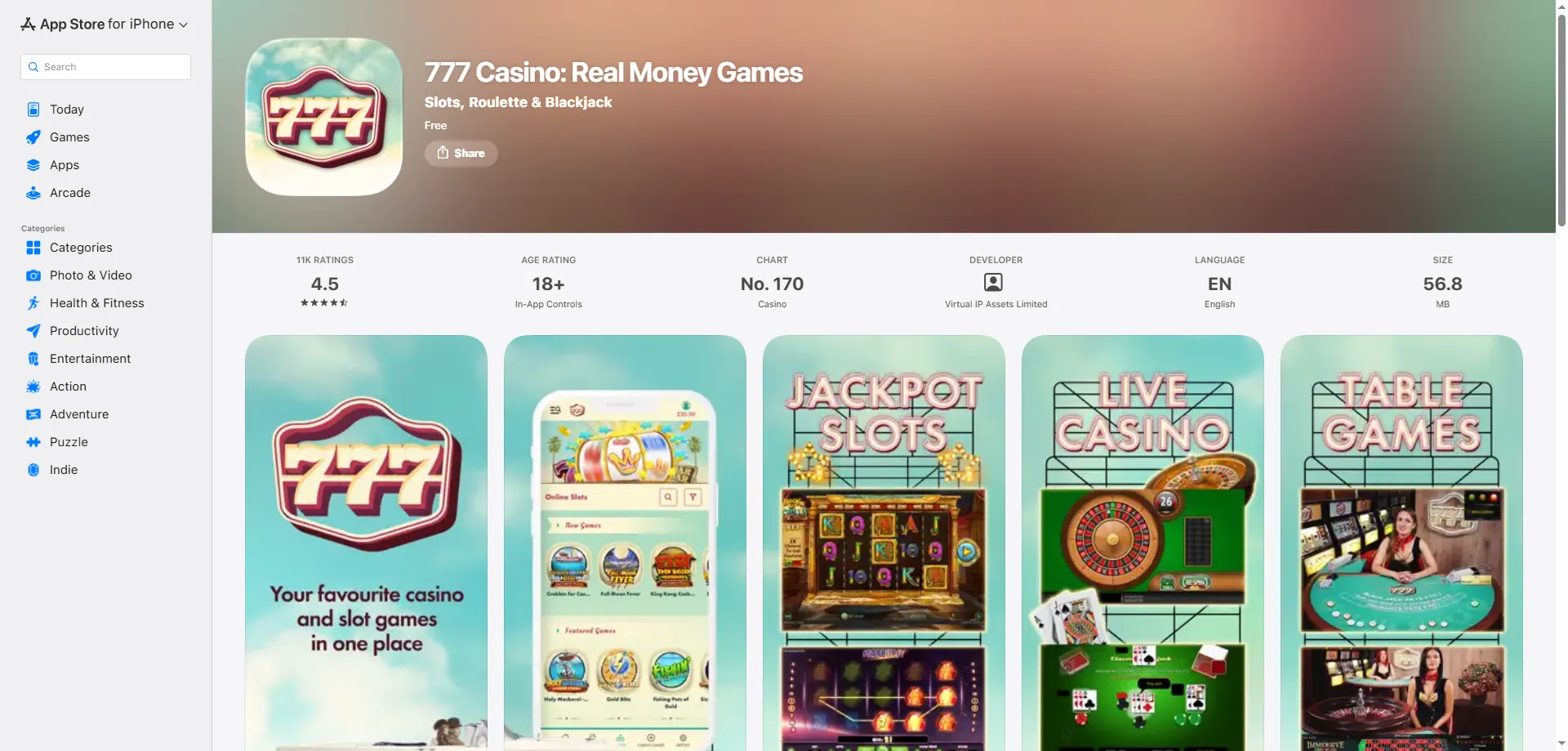 777 Casino app download APK for Android and iOS — mobile interface